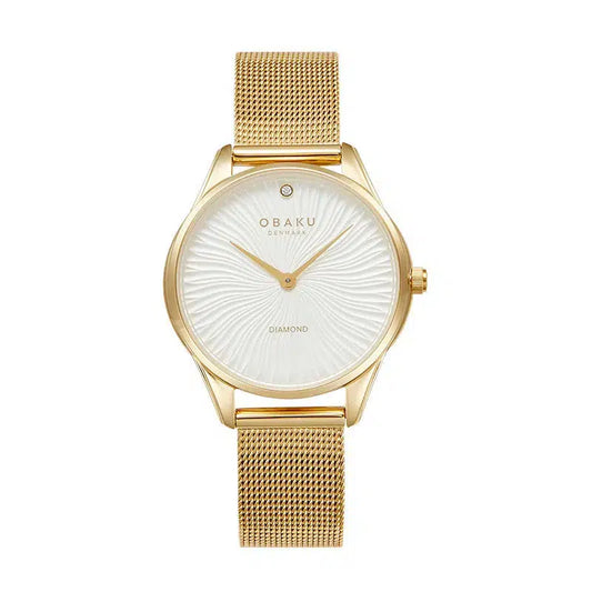 Obaku Smykke Gold - White Dial Stainless Steel Ladies Watch V297LXGIMG