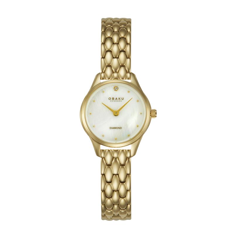 Obaku Smykke Petite - Stainless Steel Gold PVD Strap MOP Dial Watch V297SXGWSG