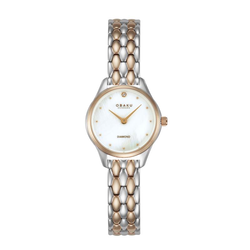 Obaku Smykke Petite - Two Tone Rose Gold White Dial Watch V297SXZWSH