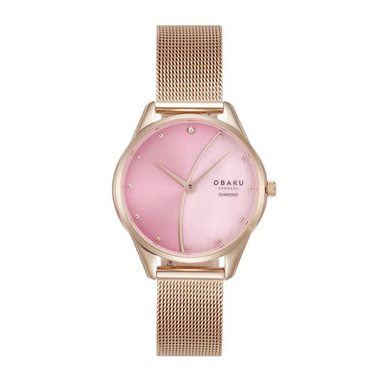 Obaku Smykke Rose Gold Pink Dial 32mm Watch - V297LXVXMV-DPP