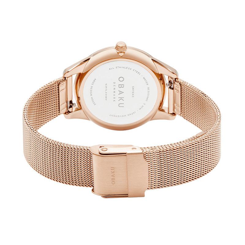 Obaku Smykke Rose Gold - White Dial Stainless Steel Ladies Watch V297LXVIMV