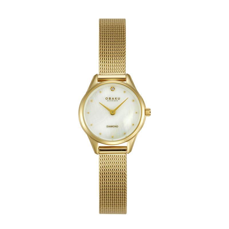 Obaku Smykke - Stainless Steel Gold PVD MOP Dial Watch V297SXGWMG