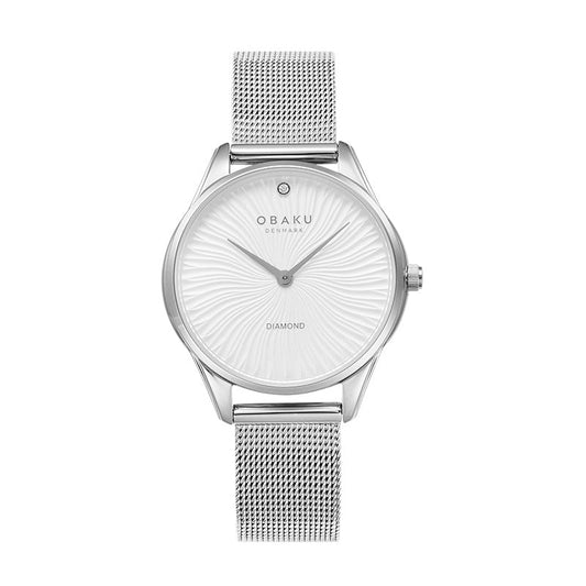 Obaku Smykke Steel - White Dial Stainless Steel Ladies Watch V297LXCIMC