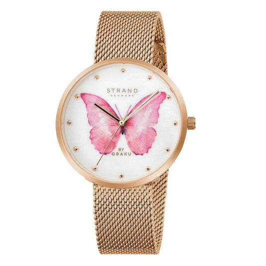 Obaku Strand Pink Butterfly 35mm Watch - S700LXVWMV-DBP