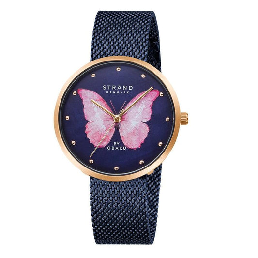 Obaku Strand Pink Butterfly Blue 35mm Watch - S700LXVLML-DBP