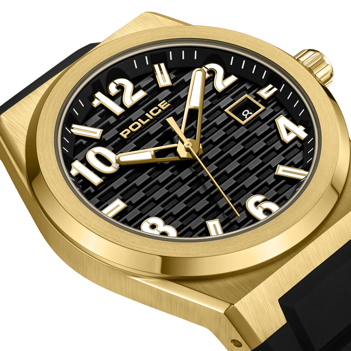 Police Preike Black Dial Gold Men's Watch