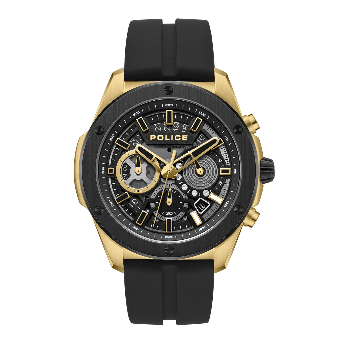 Police Warren Black Dial Gold Men's Watch
