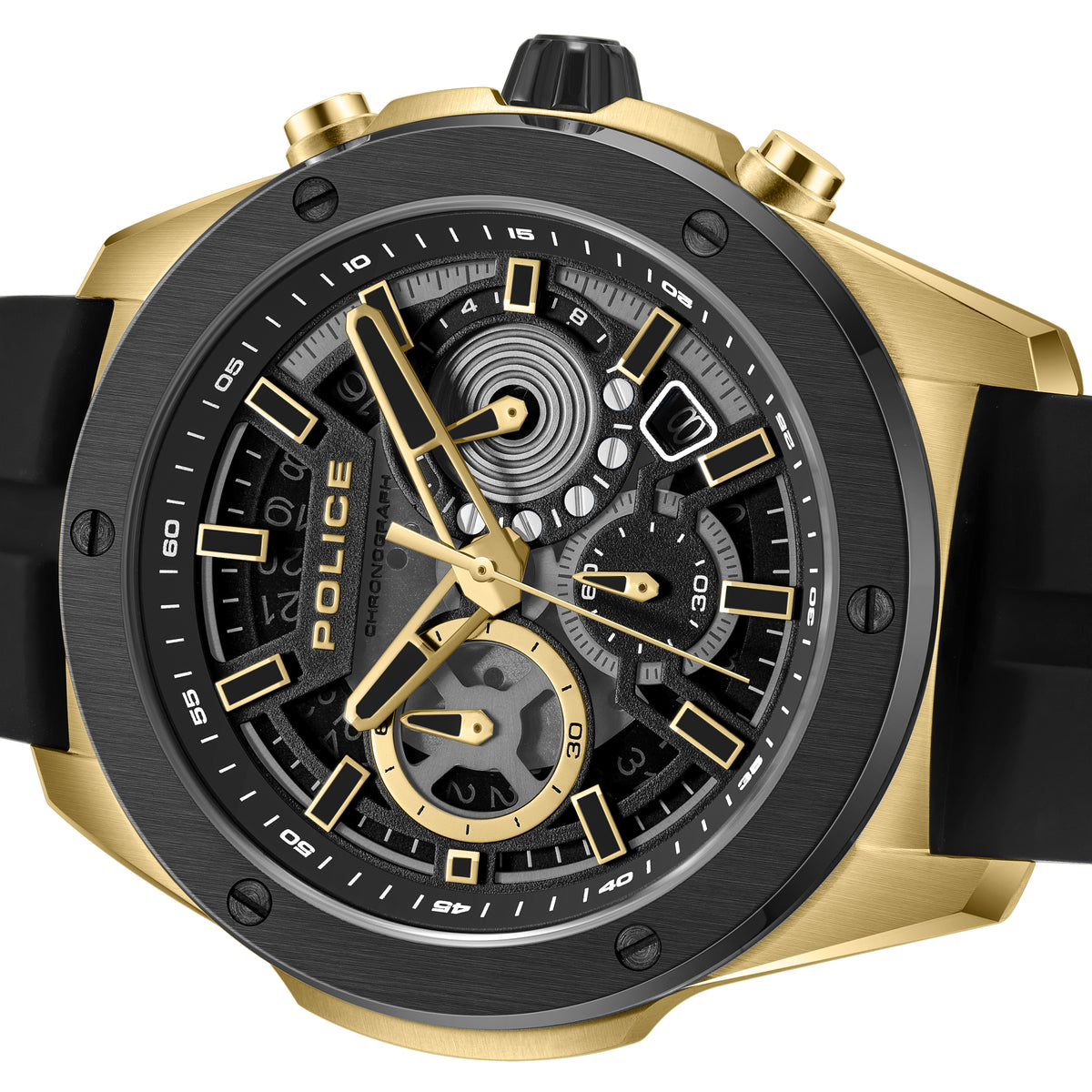 Police Warren Black Dial Gold Men's Watch