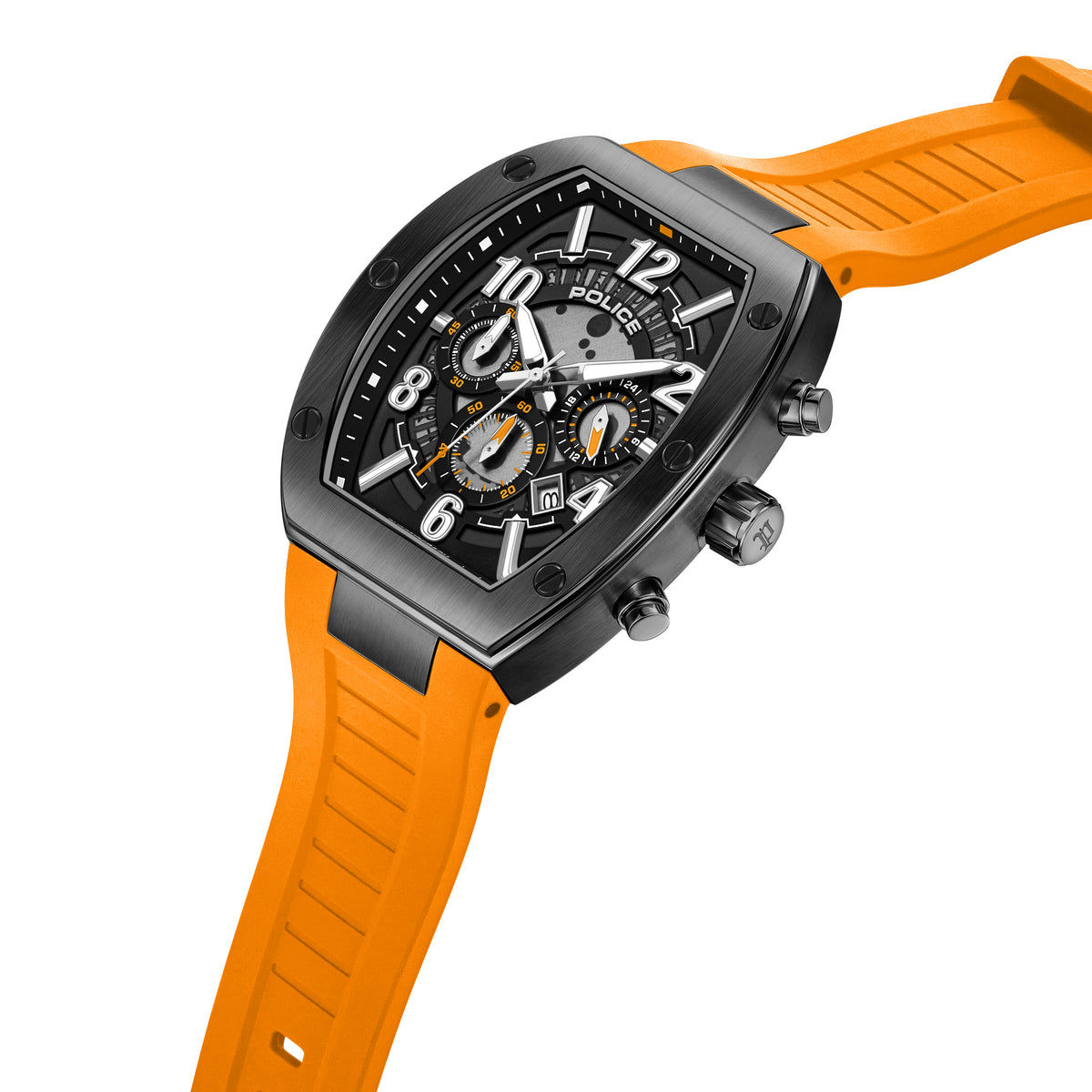 Police Meidan Black Dial Orange Strap Men's Watch