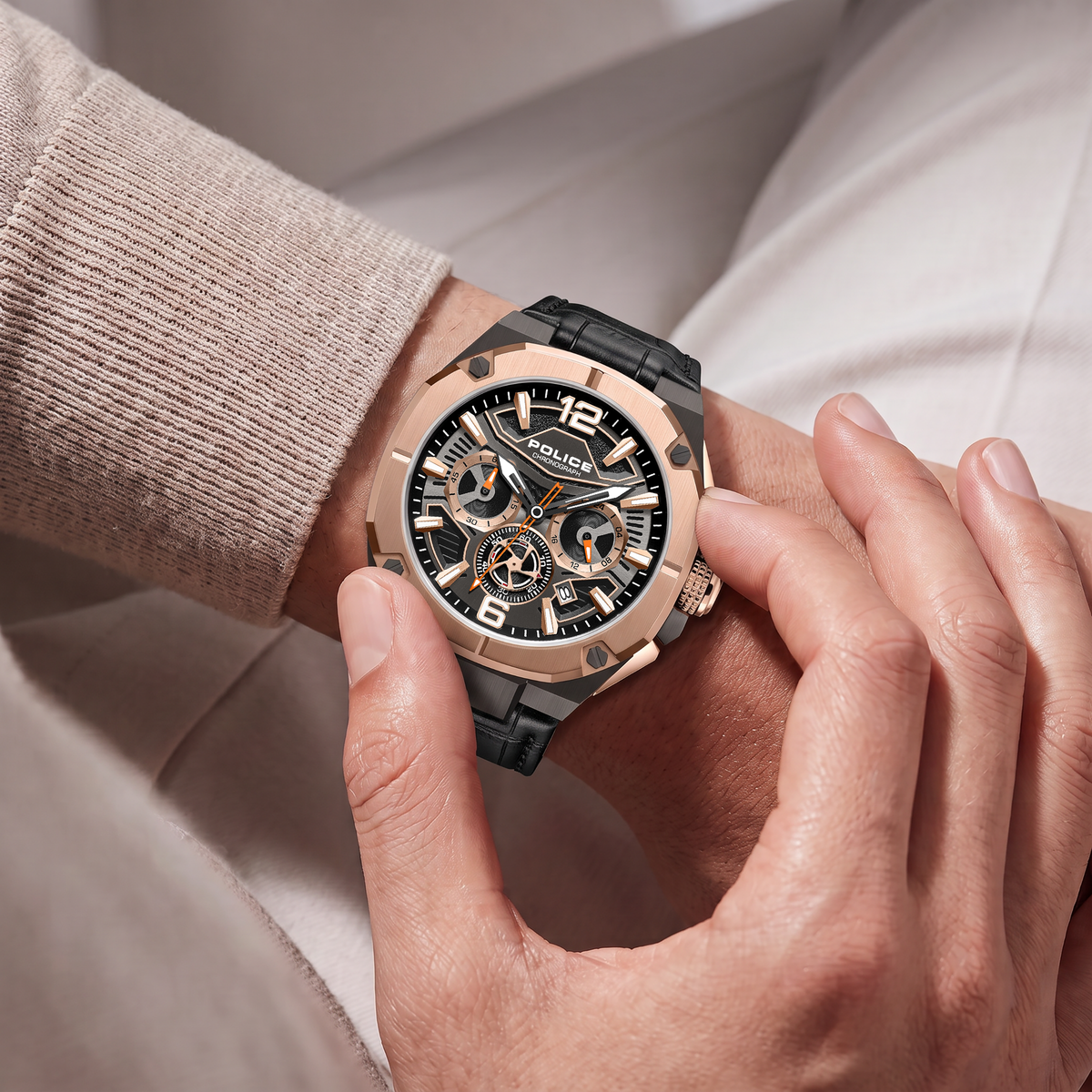 Police Juneau Grey Dial Rose Gold Men's Watch