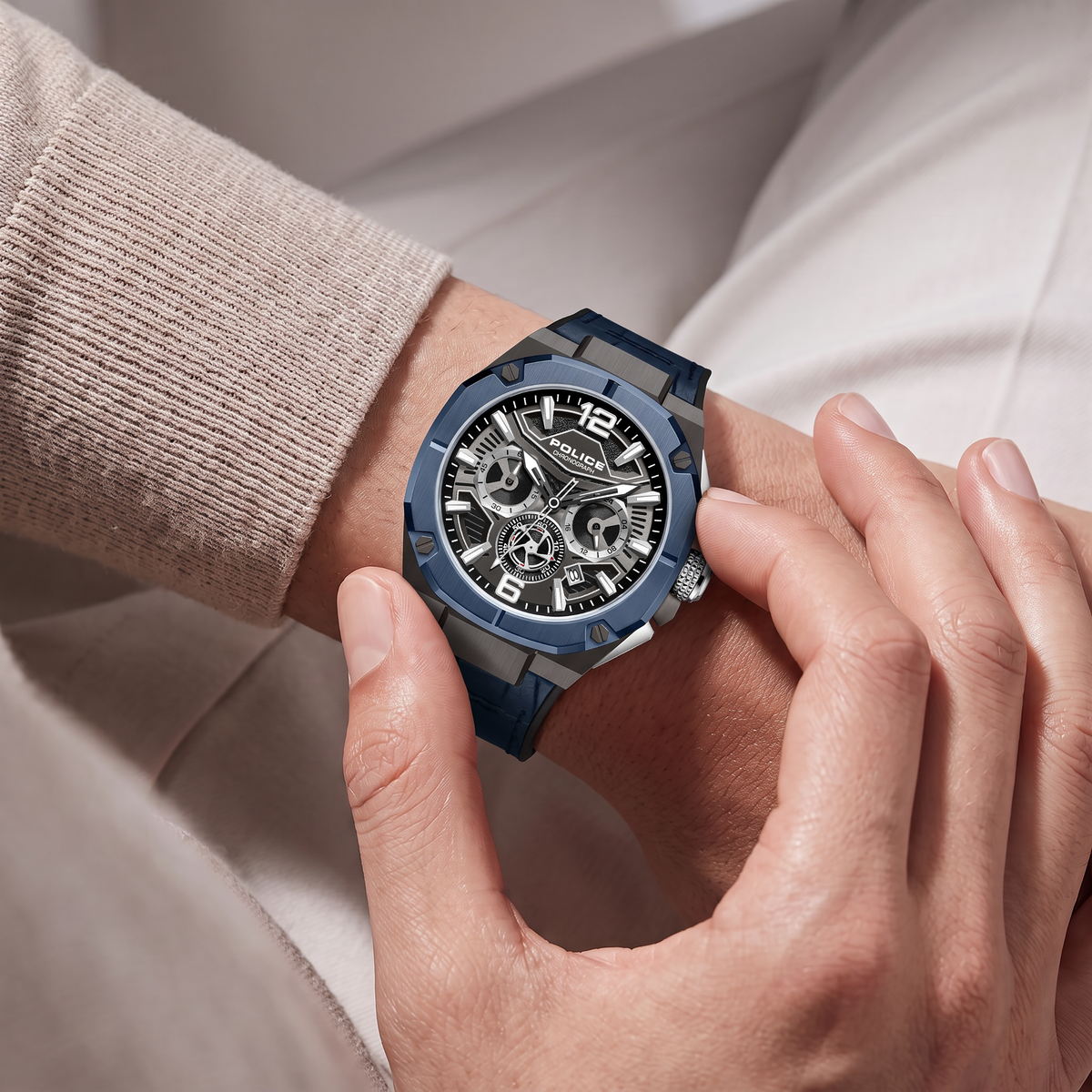 Police Juneau Grey Dial Blue Strap Men's Watch