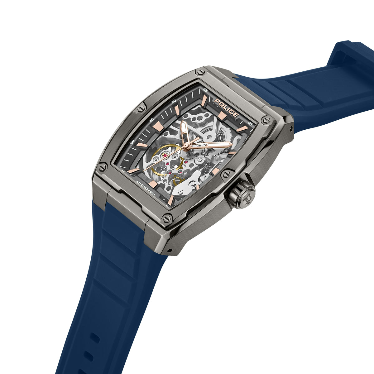 Police Skeletor Grey Dial Blue Strap Men's Automatic Watch