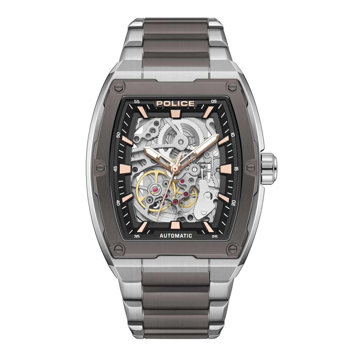 Police Skeletor Grey Dial Bracelet Men's Automatic Watch