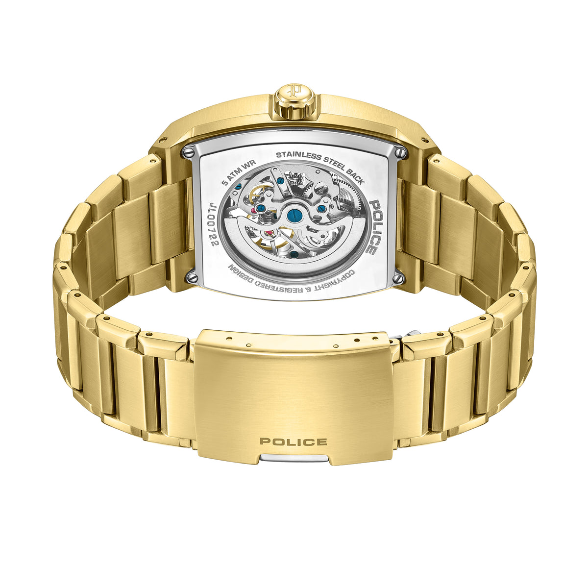 Police Skeletor Green Dial Gold Men's Automatic Watch