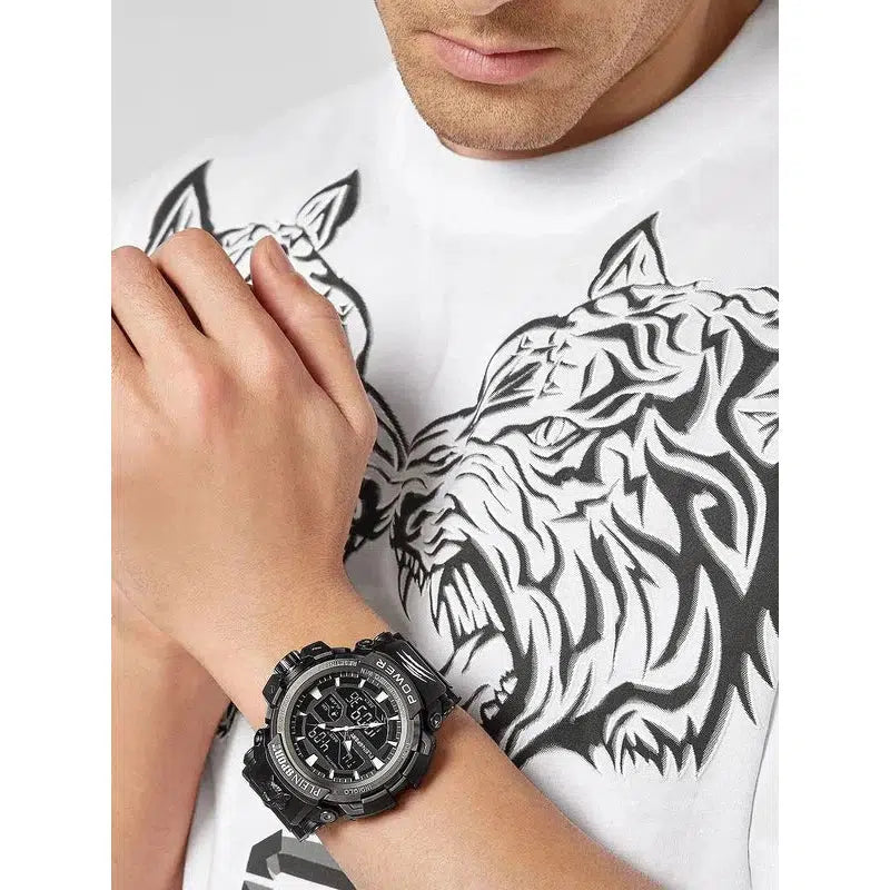 Plein Sport Combat Black Analog-Digital Watch 50mm
