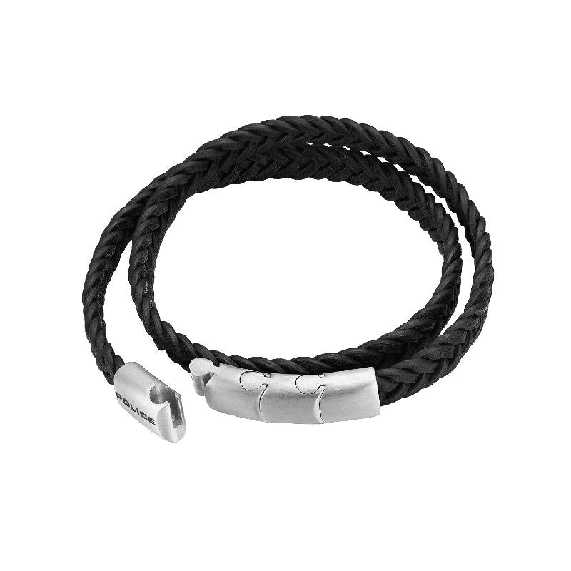 Police Braid Leather Bracelet – Flat Brown Braid