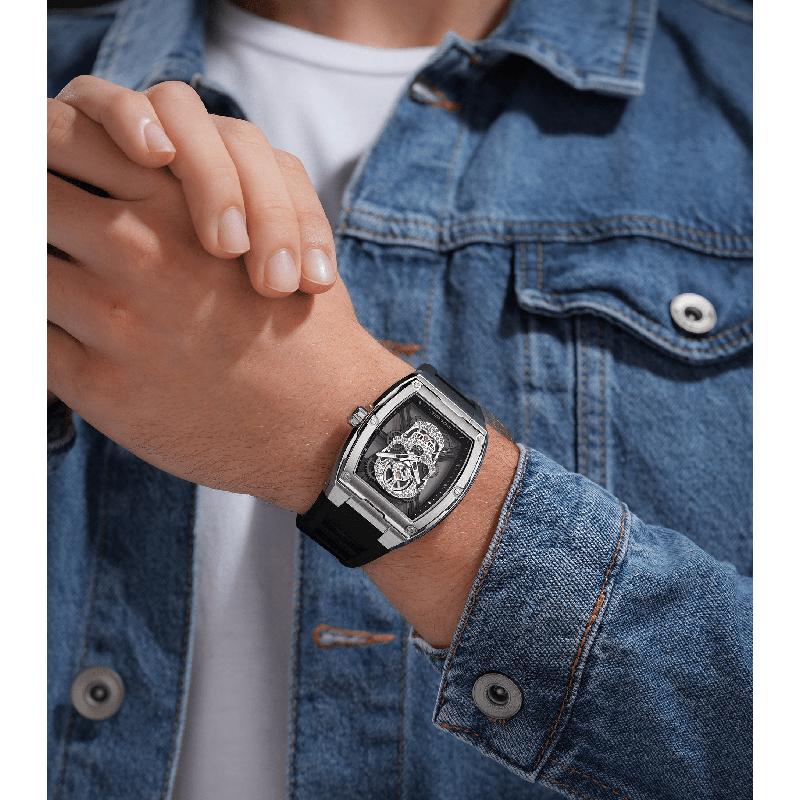 Police Cranium Men's Skeleton Dial Stainless Steel Watch