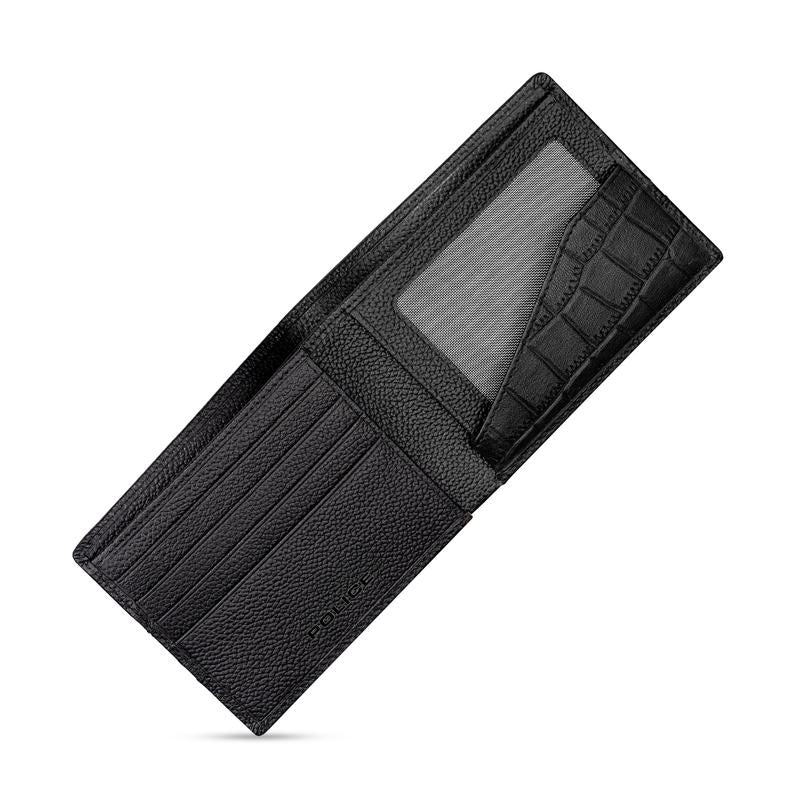 Police Croc Black Leather Wallet