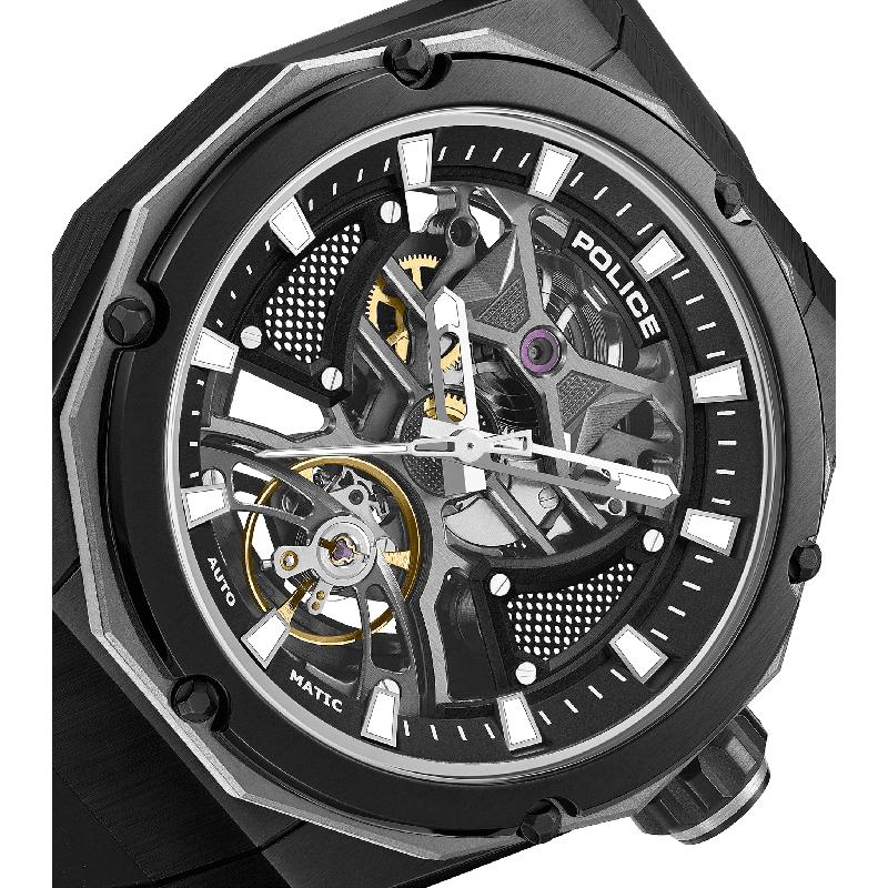 Police Dayton Men's Automatic Skeleton Dial Stainless Steel Watch