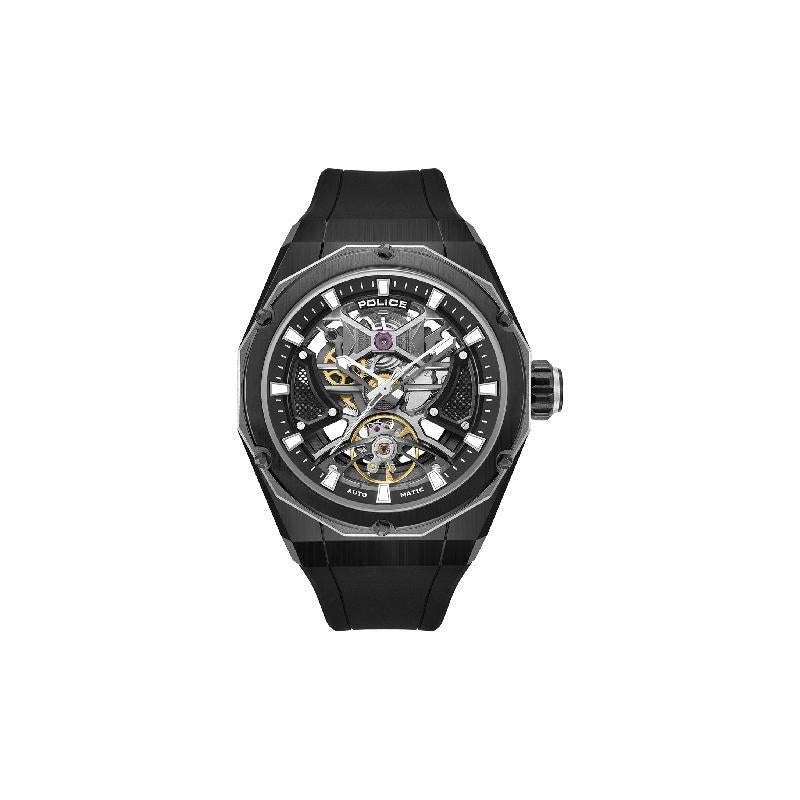 Police Dayton Men's Automatic Skeleton Dial Stainless Steel Watch