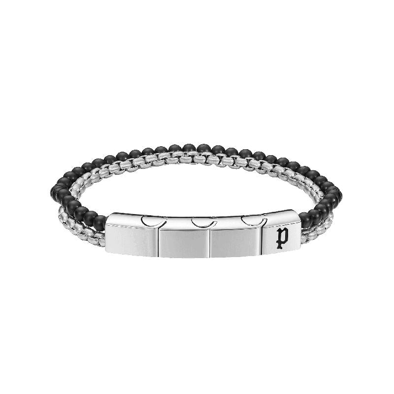 Police Double Impact Bracelet – Bold Onyx & Steel