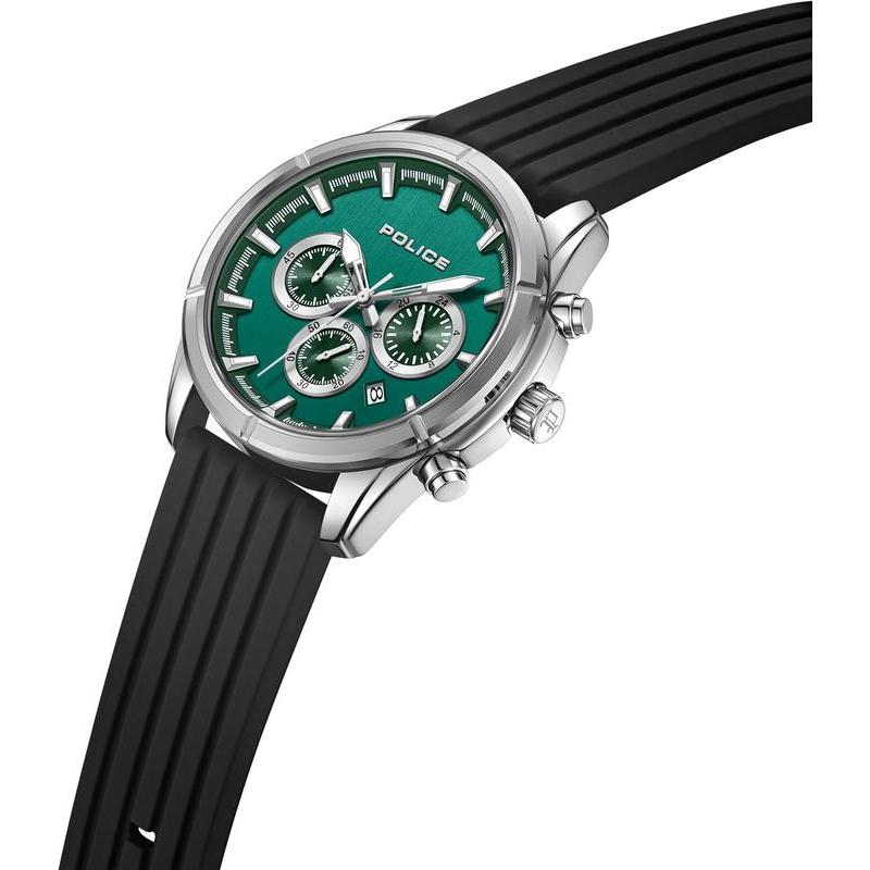 Police Flair Men's Black Silicone Strap Watch