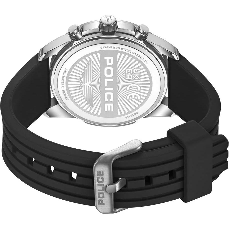 Police Flair Men's Black Silicone Strap Watch