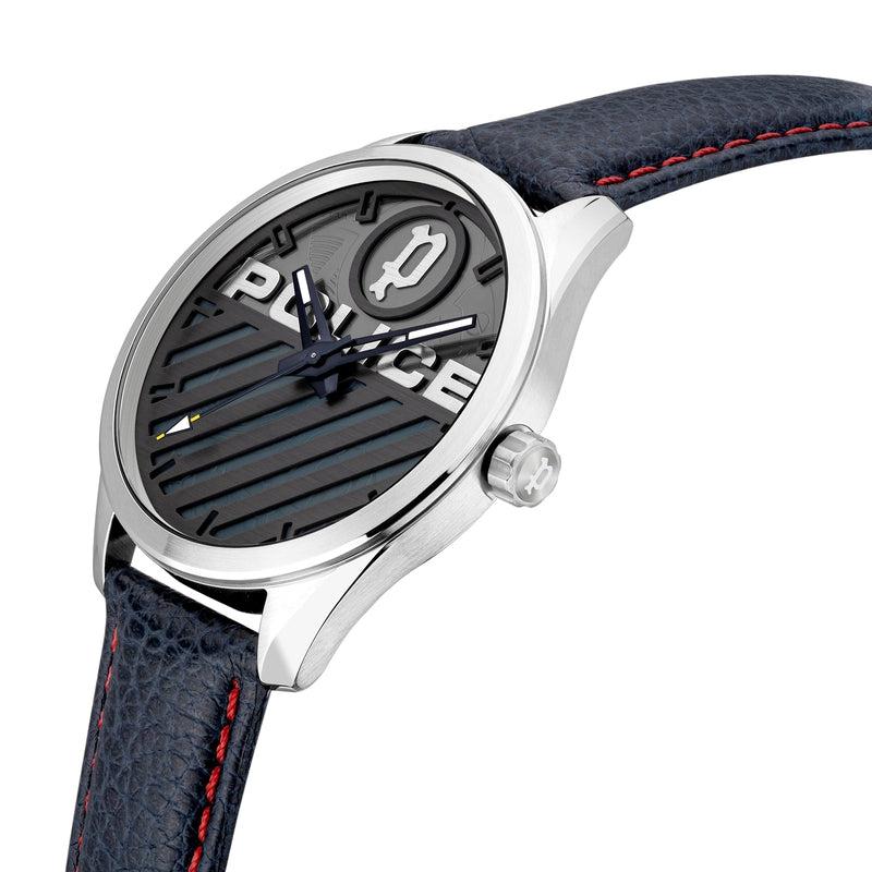 Police Gents Grille Blue Leather Strap