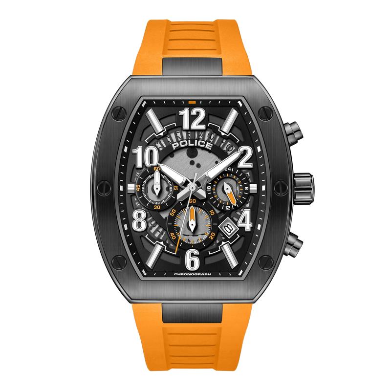 Police Meidan Black Dial Orange Strap Men's Watch