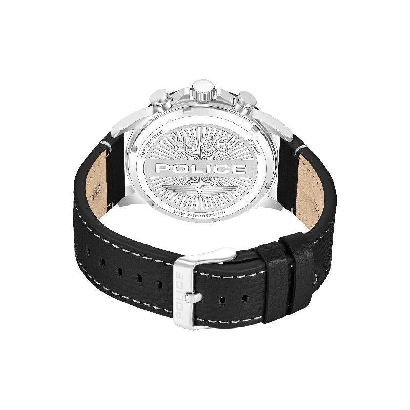 Police Men's Kismet Multifunction Black Leather Watch