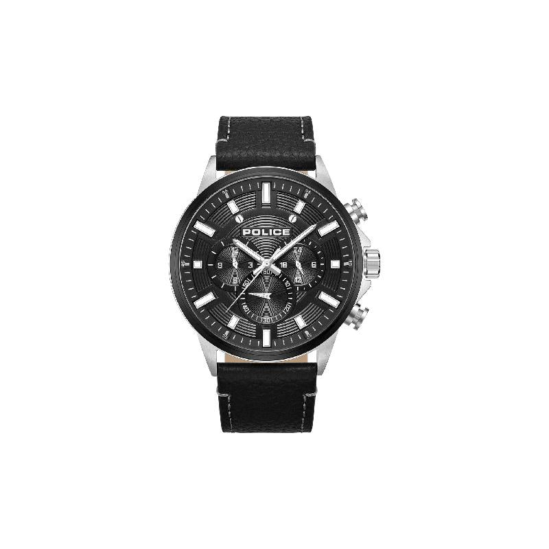 Police Men's Kismet Multifunction Black Leather Watch