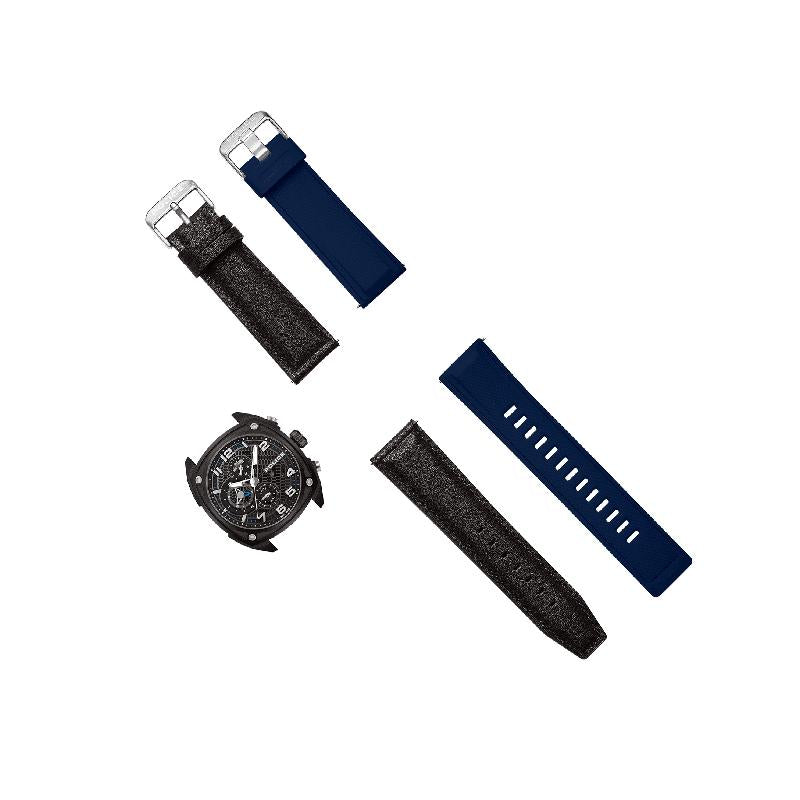 Police Portland Men's Multifunction Steel Watch with Dual Leather & Silicone Straps