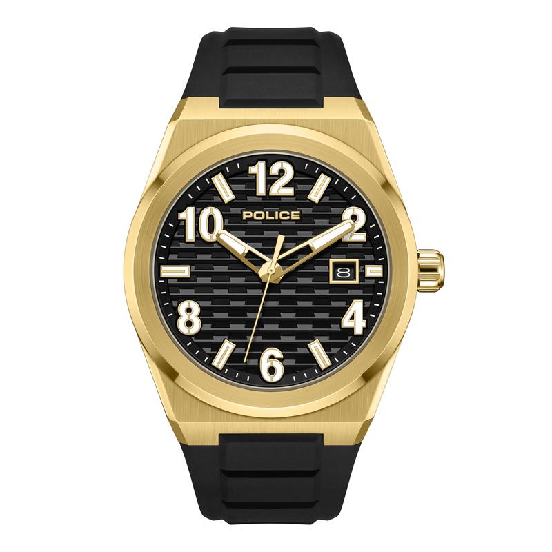 Police Preike Black Dial Gold Men's Watch