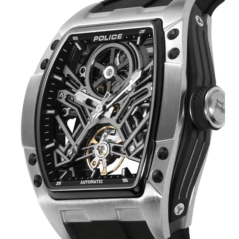 Police Tampa Men's Automatic Steel Tonneau Watch