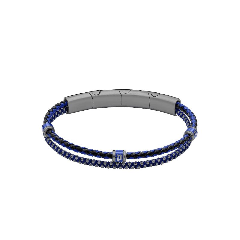 Police Twinrow Blue Leather Double Row Bracelet