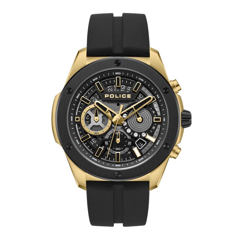 Police Warren Black Dial Gold Men's Watch