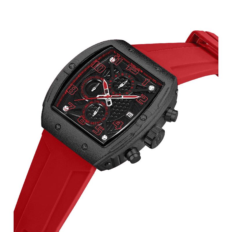 Police Watch with Red Silicone Strap