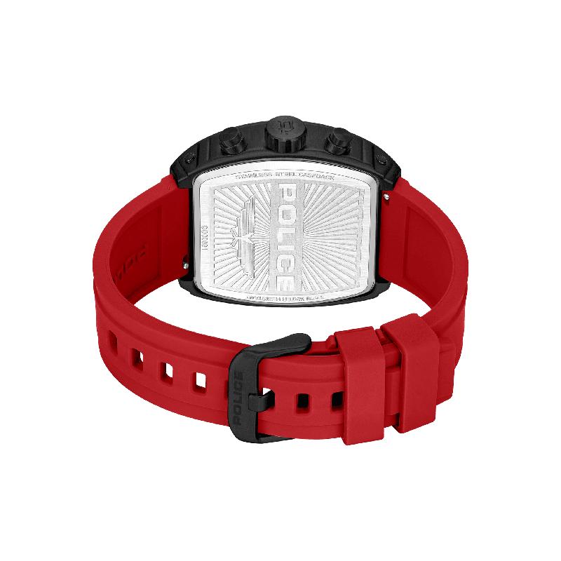 Police Watch with Red Silicone Strap
