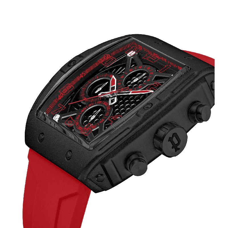 Police Watch with Red Silicone Strap