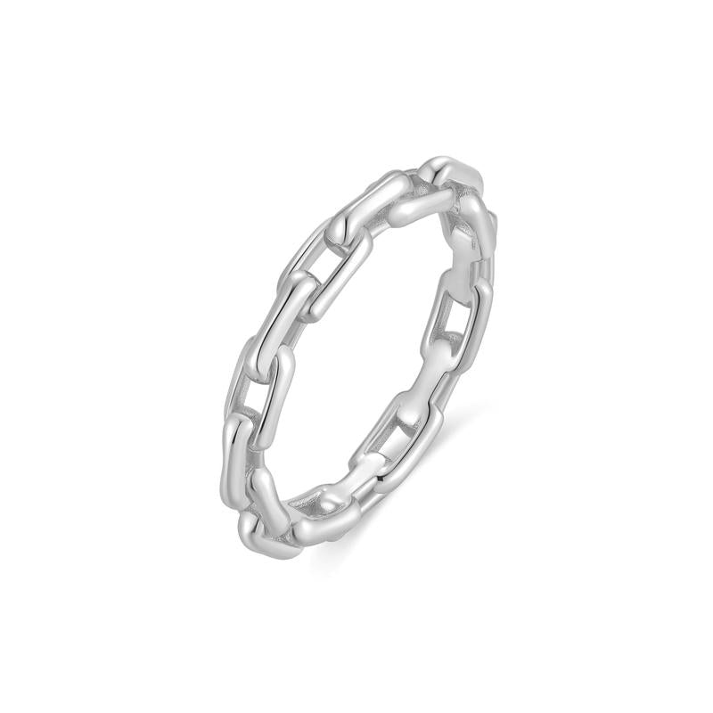 Elegant Sterling Silver Paper Clip Link Ring Adjustable