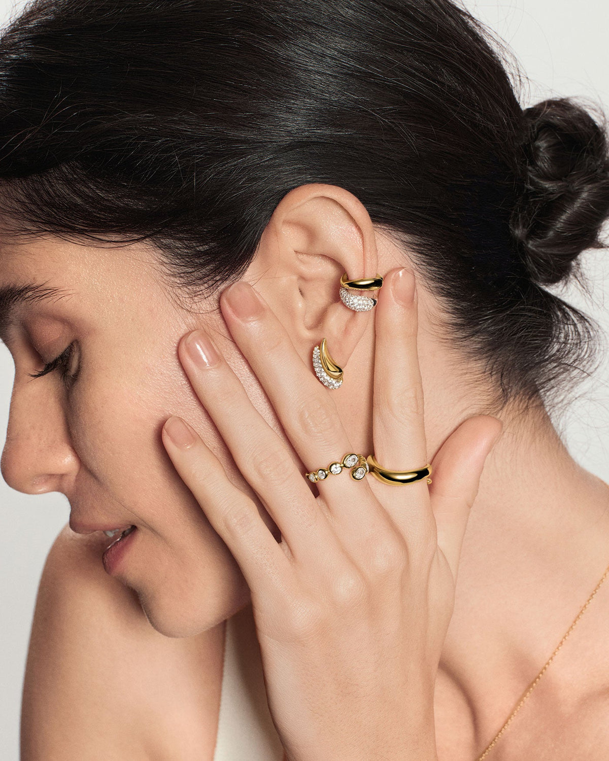 Ania Haie Gold Pavé & Polished Teardrop Duet Stud Earrings