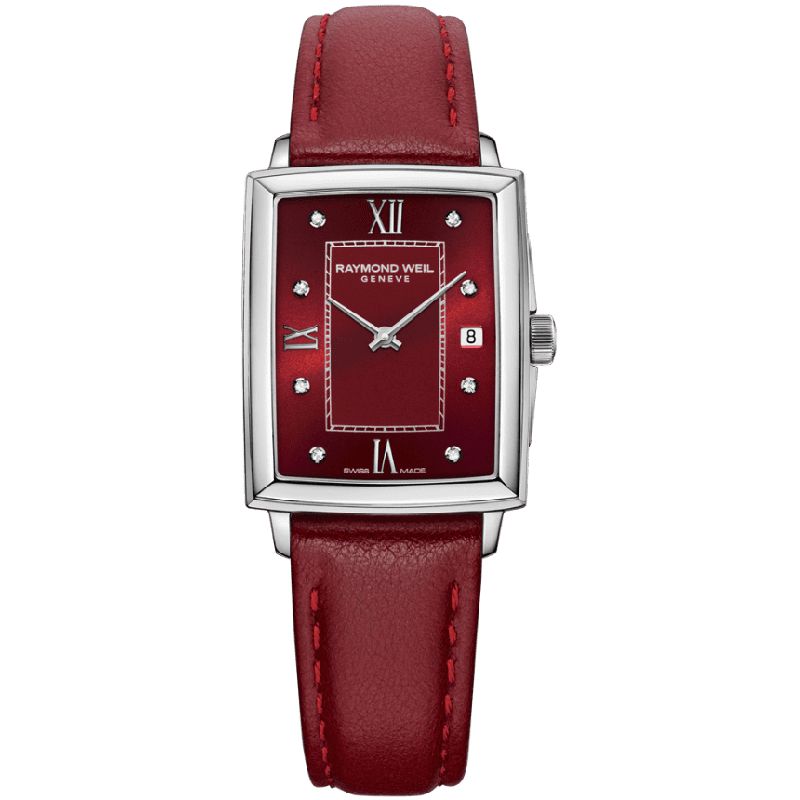 Raymond Weil Toccata Ladies Ruby Dial Diamond Leather Watch - R5925STC00451