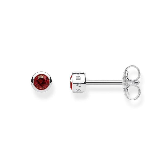 Red Stone Stud Earrings - Red/Silver
