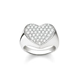 SIGNET RING HEART PAVE