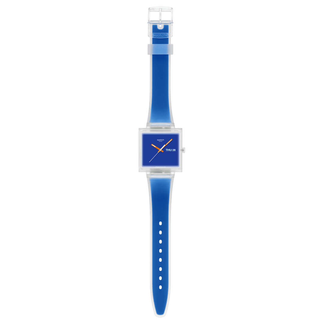 Swatch What If...See Thru Blue SO38K701 Quartz Watch Blue Dial 41.8 mm