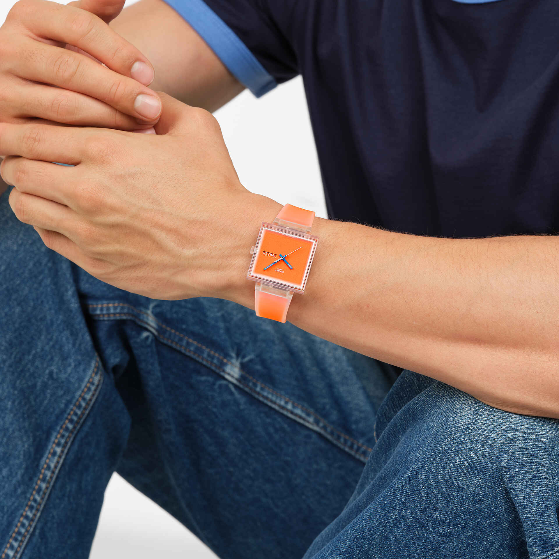 Swatch What If...See Thru Orange SO38K704 Quartz Watch Orange Dial 41.8 mm