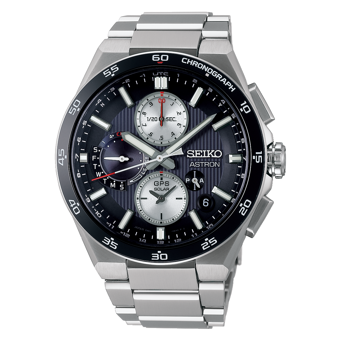 Seiko Astron GPS Solar Chronograph Watch for Men, Titanium Ceramic Bezel, World Time