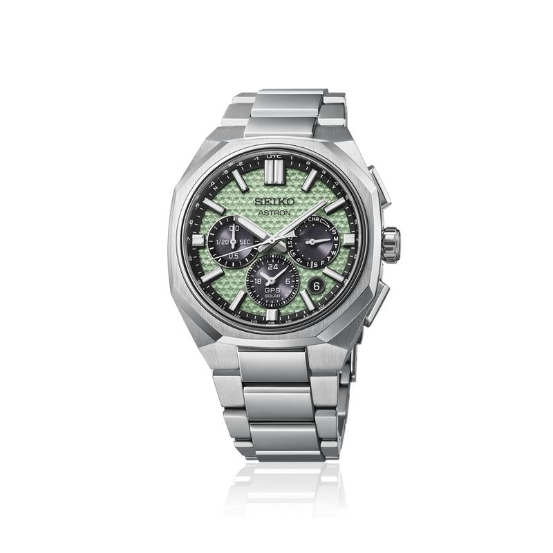 Seiko Astron Men's GPS Solar Titanium Watch Crystal Green
