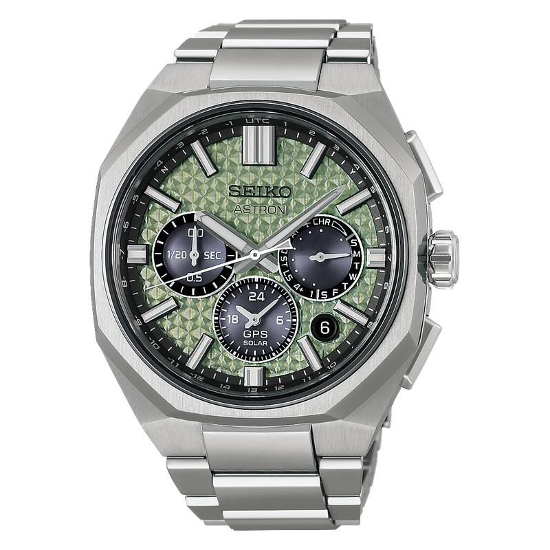 Seiko Astron Men's GPS Solar Titanium Watch Crystal Green