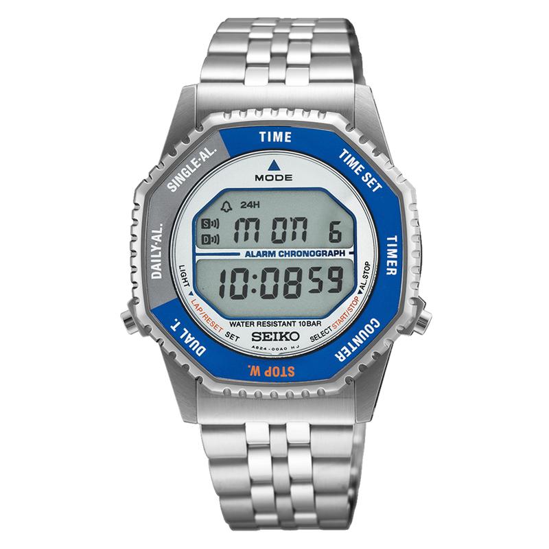 Seiko Men's Retro Digital Chronograph Stainless Steel Watch